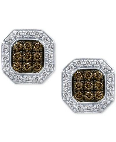 LE VIAN CHOCOLATE DIAMOND & VANILLA DIAMOND OCTAGON HALO STUD EARRINGS (3/4 CT. T.W.) IN 18K WHITE GOLD