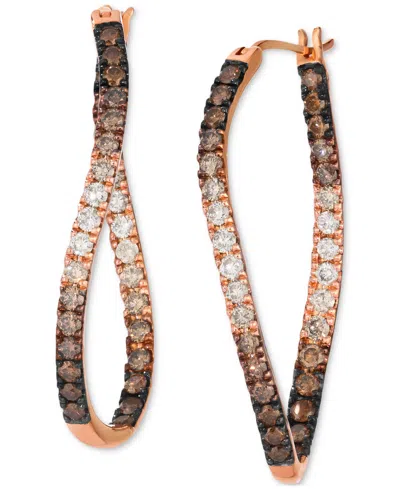 LE VIAN CHOCOLATE OMBRE DIAMOND (1-1/2 CT. T.W.) & NUDE DIAMOND (5/8 CT. T.W.) HOOP EARRINGS IN 14K ROSE GOL