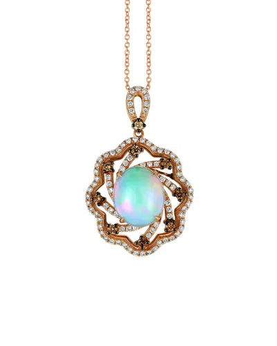 LE VIAN LE VIAN® CHOCOLATIER 14K STRAWBERRY GOLD 3.09 CT. TW. DIAMOND & OPAL PENDANT NECKLACE