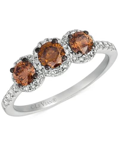 LE VIAN CHOCOLATIER CHOCOLATE DIAMOND (3/4 CT. T.W.) & VANILLA DIAMOND (1/4 CT. T.W.) THREE STONE RING IN 14