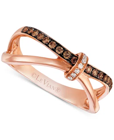 LE VIAN CHOCOLATIER CHOCOLATE DIAMOND & VANILLA DIAMOND BOW RING (1/4 CT. T.W.) IN 14K ROSE GOLD