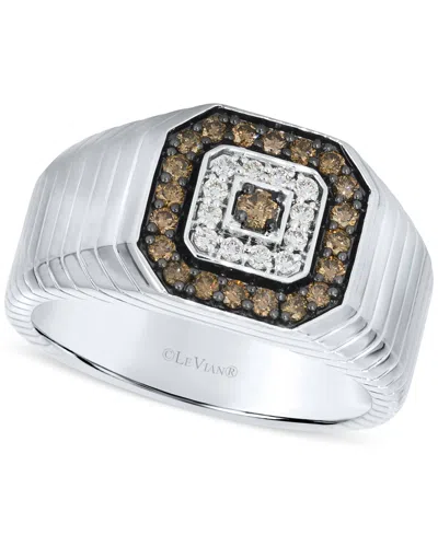 LE VIAN CHOCOLATIER MEN'S CHOCOLATE DIAMOND & VANILLA DIAMOND RING IN 14K WHITE GOLD
