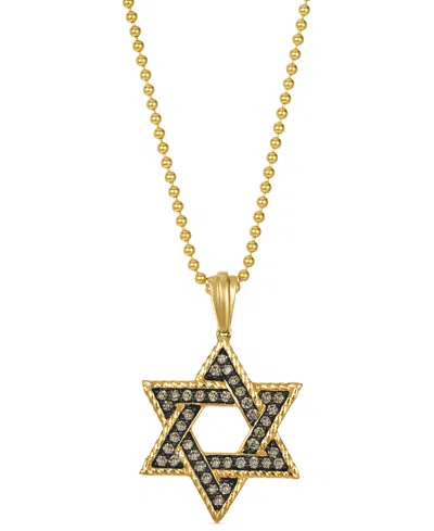 LE VIAN CHOCOLATIER MEN'S CHOCOLATE DIAMOND STAR OF DAVID 24" PENDANT NECKLACE (1/2 CT. T.W.) IN 14K GOLD