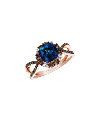 LE VIAN LE VIAN® DEEP SEA BLUE TOPAZ™ 14K ROSE GOLD 1.96 CT. TW. DIAMOND & LONDON BLUE TOPAZ RING