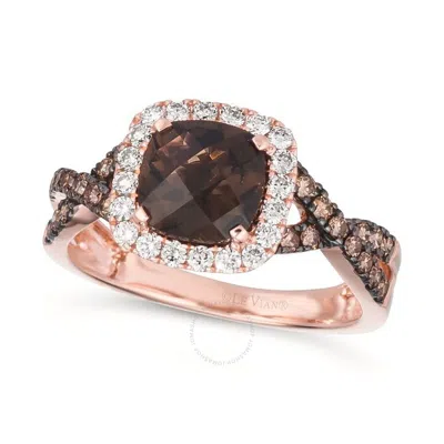 LE VIAN LE VIAN LADIES CHOCOLATE QUARTZ RINGS SET IN 14K STRAWBERRY GOLD