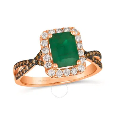 LE VIAN LE VIAN LADIES COSTA SMERALDA EMERALD RINGS SET IN 14K STRAWBERRY GOLD