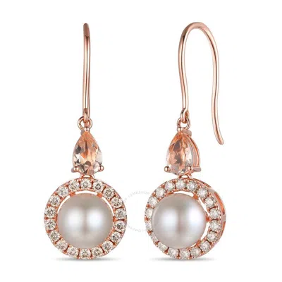LE VIAN LE VIAN LADIES PEACH MORGANITE EARRINGS SET IN 14K STRAWBERRY GOLD