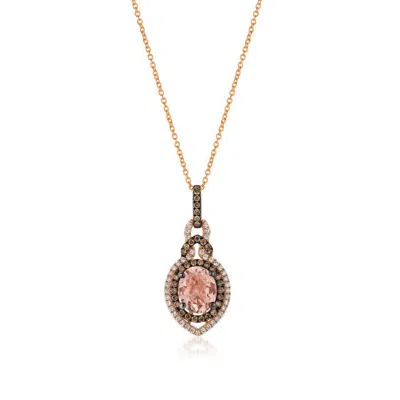 LE VIAN LE VIAN LADIES PEACH MORGANITE NECKLACES SET IN 14K STRAWBERRY GOLD