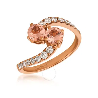 LE VIAN LE VIAN LADIES PEACH MORGANITE RINGS SET IN 14K STRAWBERRY GOLD
