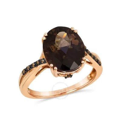 LE VIAN LE VIAN LADIES SEMI PRECIOUS RING FEATURING 4 1/4 CTS. CHOCOLATE QUARTZ SET IN 14K STRAWBERRY GOLD