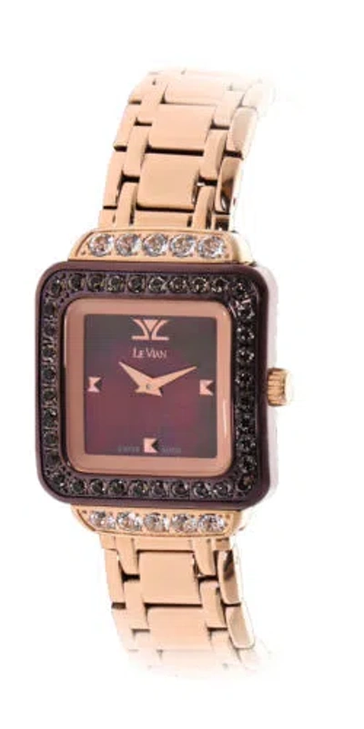 LE VIAN LEVIAN WATCH FEATURING CHOCOLATE QUARTZ IN GOLD STAINLESS STEEL STRAP