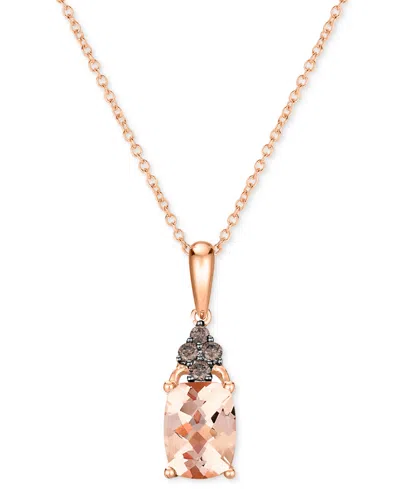 LE VIAN MORGANITE (1-1/20 CT. T.W.) & CHOCOLATE DIAMOND (1/10 CT. T.W.) PENDANT 20" NECKLACE IN 14K STRAWBER