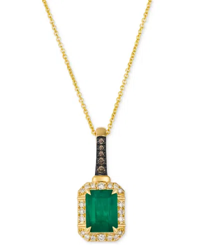LE VIAN NEW EMERALD (1-1/5 CT. T.W.) & DIAMOND (1/8 CT. T.W.) 20" PENDANT NECKLACE IN 14K YELLOW GOLD