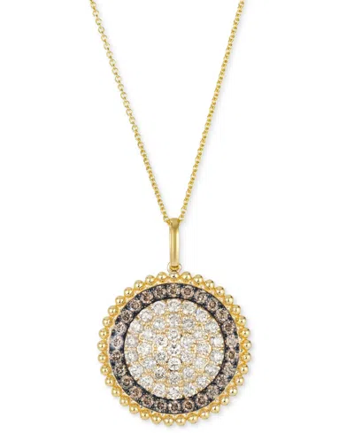 LE VIAN NUDE DIAMOND (1-1/5 CT. T.W.) & CHOCOLATE DIAMOND (5/8 CT. T.W.) CIRCLE PENDANT NECKLACE IN 14K YELL