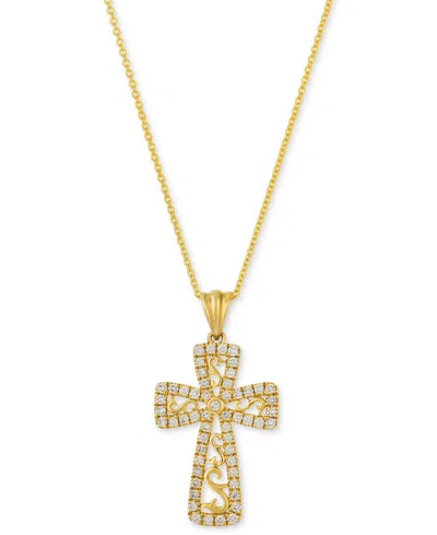 LE VIAN NUDE DIAMOND CROSS PENDANT NECKLACE (3/8 CT. T.W.) IN 14K YELLOW GOLD, 20"