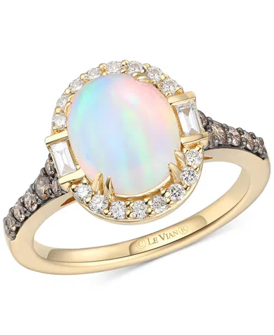 LE VIAN OPAL (1/5 CT. T.W.), VANILLA DIAMOND (1/4 CT. T.W.) & CHOCOLATE DIAMOND (1/4 CT. T.W.) HALO RING IN 