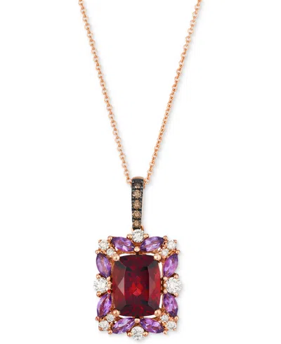 LE VIAN POMEGRANATE GARNET (2-3/8 CT. T.W.), GRAPE AMETHYST (3/8 CT. T.W.) & DIAMOND (1/4 CT. T.W.) HALO ADJ