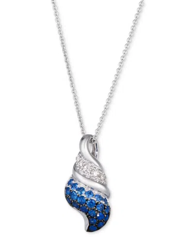 LE VIAN SAPPHIRE OMBRE (3/8 CT. T.W.) & DIAMOND (1/20 CT. T.W.) CONCH SHELL ADJUSTABLE 20" PENDANT NECKLACE 