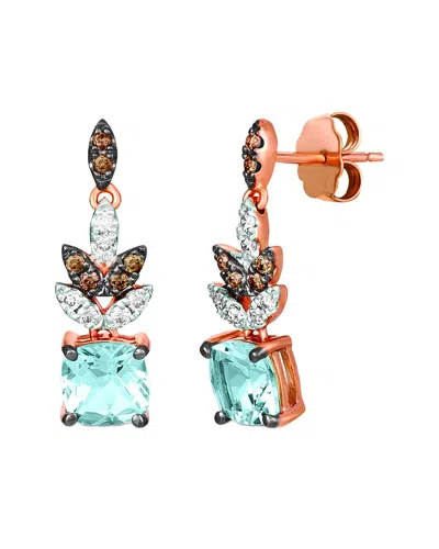LE VIAN LE VIAN® SEA BLUE AQUAMARINE® 14K ROSE GOLD 1.81 CT. TW. DIAMOND & AQUAMARINE DANGLE EARRINGS