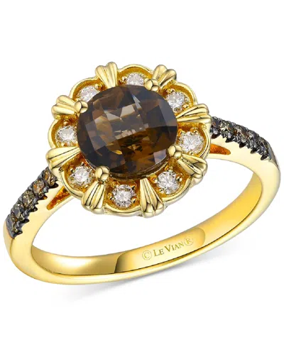 LE VIAN SMOKEY QUARTZ (1-1/5 CT. T.W.), NUDE DIAMOND (1/6 CT. T.W.) & CHOCOLATE DIAMOND (1/6 CT. T.W.) FLORA