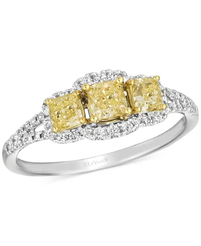 LE VIAN SUNNY YELLOW DIAMOND & VANILLA DIAMOND THREE STONE RING (7/8 CT. T.W.) IN 14K TWO-TONE GOLD