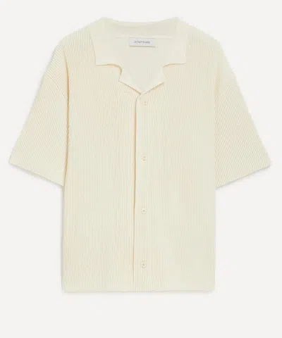 LE17SEPTEMBRE LE17SEPTEMBRE MENS IVORY RIBBED CAMP COLLAR SHIRT