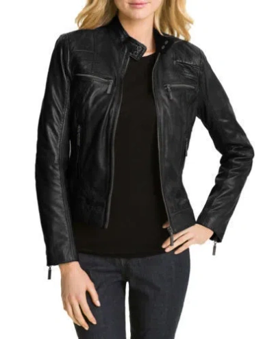LEATHER WARES NEU DAMEN ECHT LAMMLEDER MOTORRAD ECHTLEDER SLIM FIT BIKERJACKE