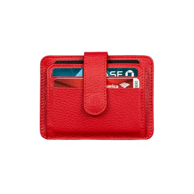 LEATHERE WOMEN'S LEATHER CARD HOLDER WALLET WITH ID WINDOW - RED - MIAMI
