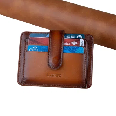 LEATHERE WOMEN'S LEATHER CARD HOLDER WALLET WITH ID WINDOW - RICH BROWN - MIAMI