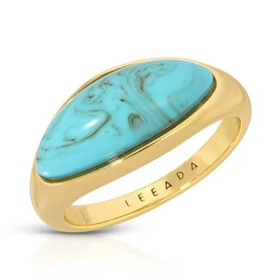 LEEADA JEWELRY WOMEN'S GOLD / BLUE ETIENNE DOME RING - TURQUOISE