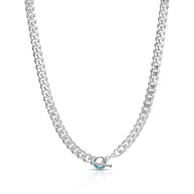 LEEADA JEWELRY WOMEN'S MARAIS THICK CHAIN NECKLACE - SILVER / TURQUOISE