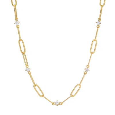 LEEADA JEWELRY WOMEN'S GOLD / WHITE SOPHIE SPARKLE CHAIN NECKLACE - WHITE