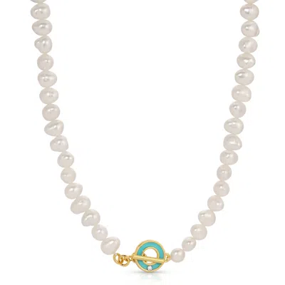 LEEADA JEWELRY WOMEN'S WHITE / BLUE TROPEZ PEARL NECKLACE - TURQUOISE