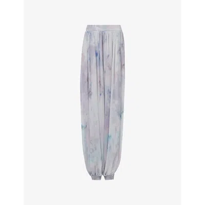 LEEM WOMENS MULTI-COLOURED PRINTED MID-RISE HAREM WOVEN TROUSERS