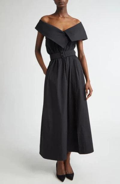 LELA ROSE LELA ROSE ASYMMETRIC PORTRAIT COLLAR BELTED SHIRTDRESS