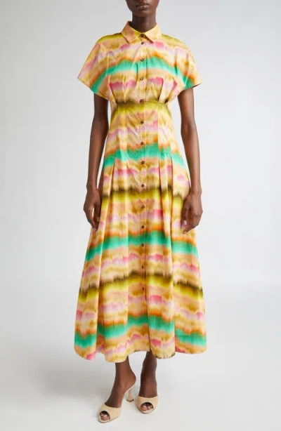 LELA ROSE LELA ROSE SUNSET SEAM DETAIL COTTON POPLIN SHIRTDRESS