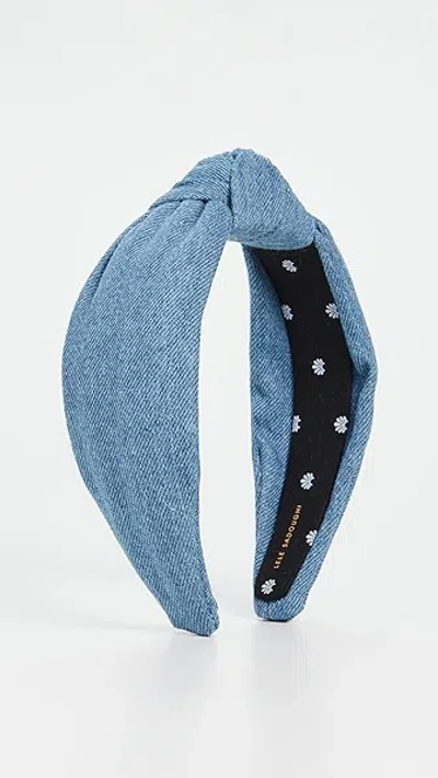 LELE SADOUGHI DENIM KNOTTED HEADBAND LIGHT DENIM