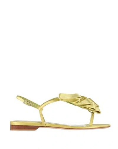 LELLA BALDI LELLA BALDI WOMAN THONG SANDAL LIME GREEN SIZE 8 TEXTILE FIBERS, LEATHER