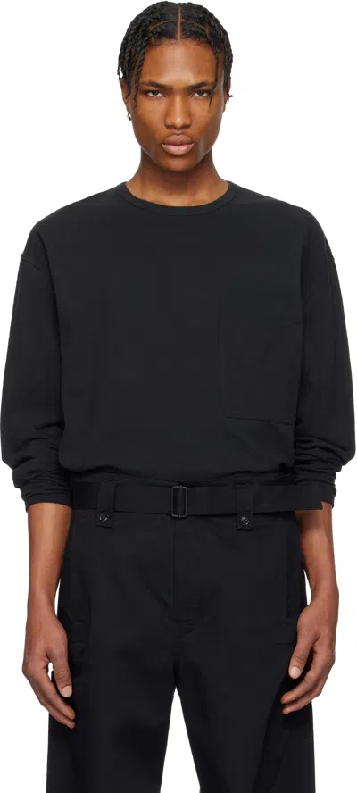 LEMAIRE BLACK BOXY LONG SLEEVE T-SHIRT
