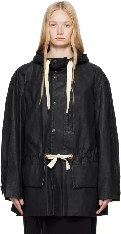 LEMAIRE BLACK HOODED PARKA JACKET