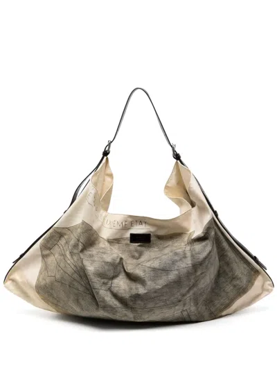 Lemaire Flag Hobo Bag In Neutrals