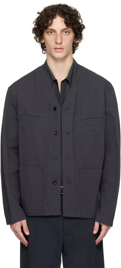 LEMAIRE GRAY COLLARLESS OVERSHIRT
