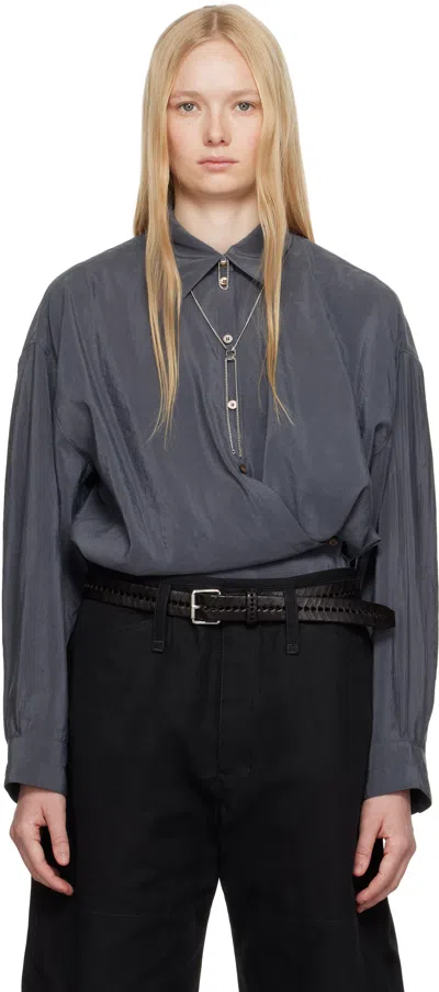 LEMAIRE GRAY STRAIGHT COLLAR TWISTED SHIRT