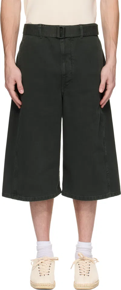 LEMAIRE GRAY TWISTED DENIM SHORTS