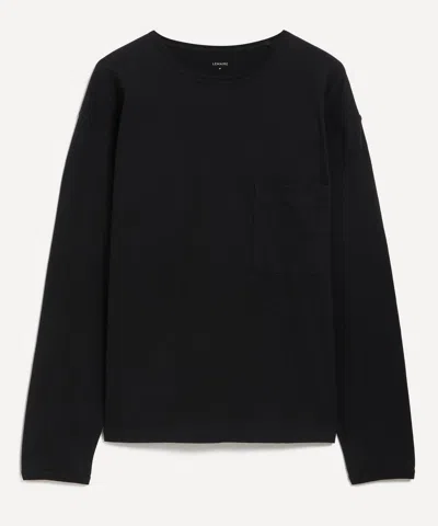LEMAIRE LEMAIRE MENS JET BLACK LONG SLEEVE T-SHIRT
