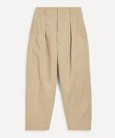 LEMAIRE LEMAIRE MENS MAXI PLEATED COTTON TWILL TROUSERS