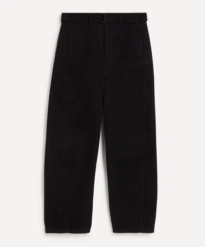 LEMAIRE LEMAIRE MENS TWISTED BELTED HEAVY BLACK DENIM TROUSERS