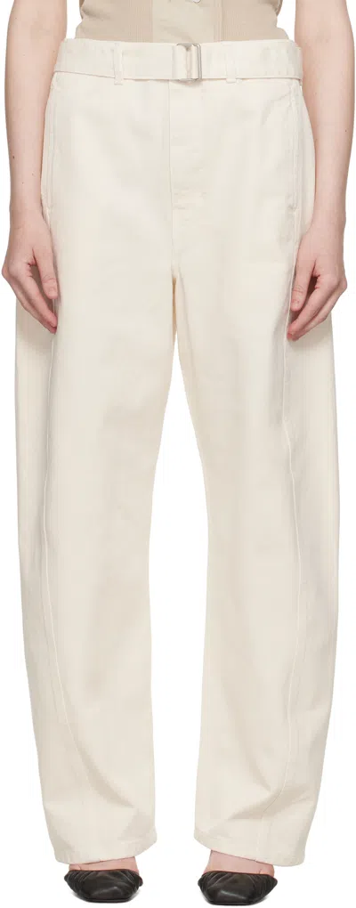 LEMAIRE OFF-WHITE TWISTED BELTED JEANS