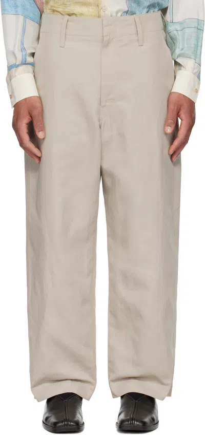 LEMAIRE TAUPE BIG CHINO TROUSERS