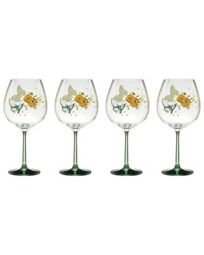 LENOX LENOX SET OF 4 BUTTERFLY MEADOW BALLOON WINE GLASSES